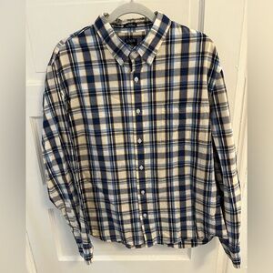 J.Crew Plaid Shirt, blue/white/yellow, slim untucked, size XL